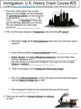 Chapter 7 Immigrants And Urbanization Worksheet Answers