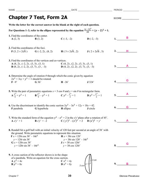 Chapter 7 Test Form 2a Algebra 2