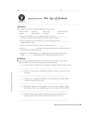 Chapter 7 section 3 guided reading the age of jackson answer key. - La défense de la france après la guerre froide.