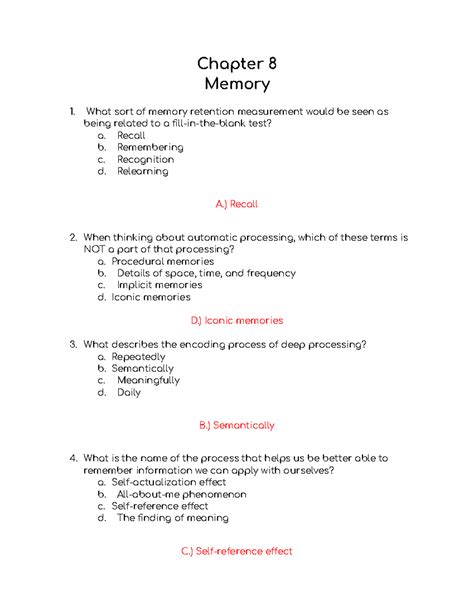 Chapter 8 Memory Study Guide Answers Myers