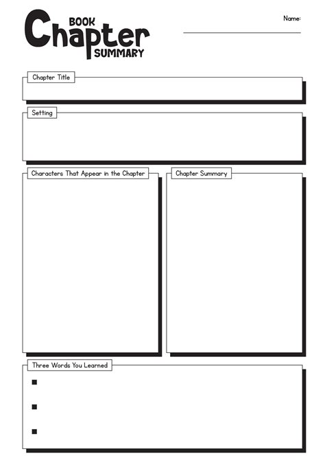 Chapter Book Report Worksheet