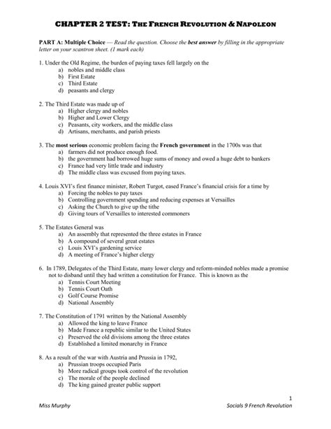 Chapter Test French Revolution