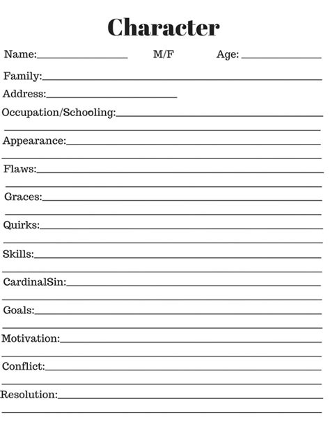 Character Information Template