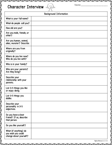Character Interview A Short Story Writing Activity