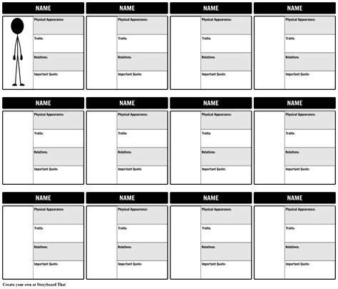 Character Map Template Storyboard by rebeccaray