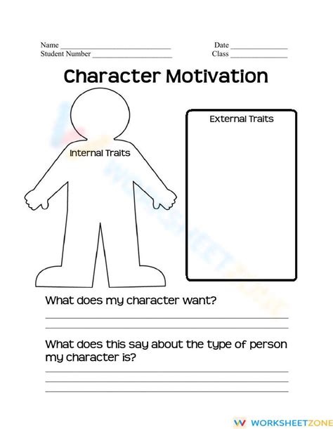 Character Motivation Chart from Jillian Gruber TPT worksheet