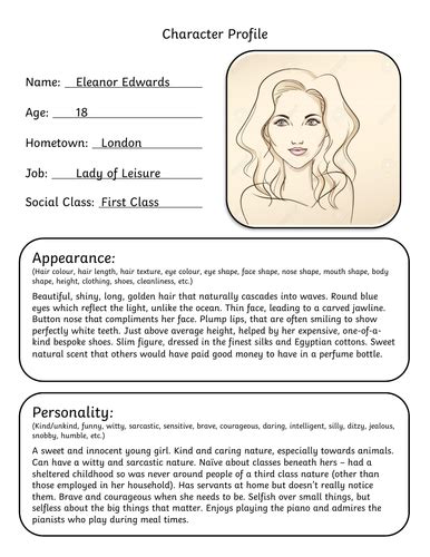 Character Profile Template and WAGOLLs Teaching Resources