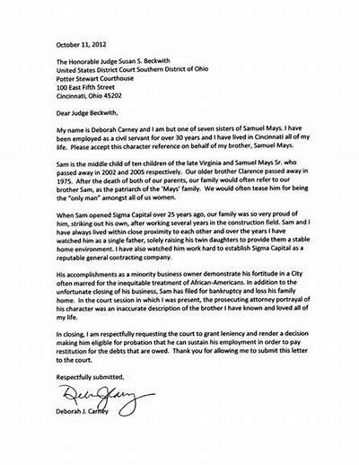 Character Reference Letter To Judge Before Sentencing Database Letter