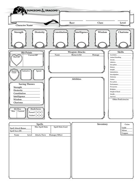 Character Sheet D&d 5e Half Elf Barbarian printable pdf download