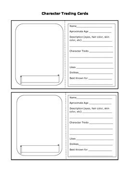 Character Trading Cards Teaching Resources TPT