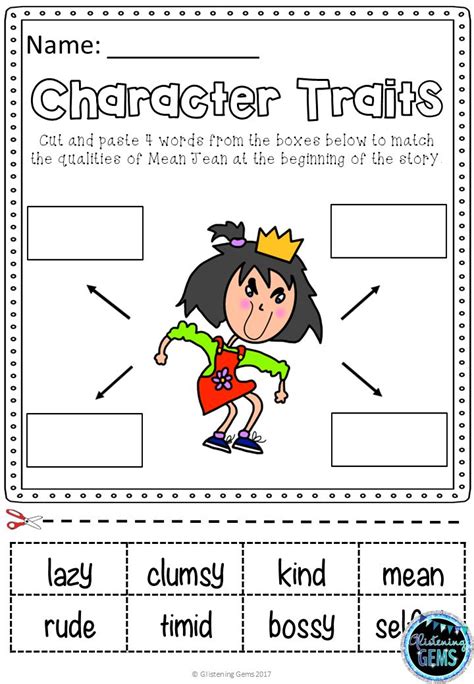Character Traits Worksheet First Grade