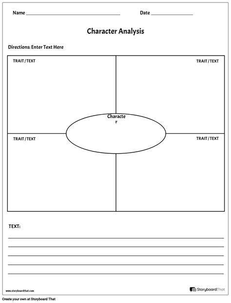 Character analysis worksheet template