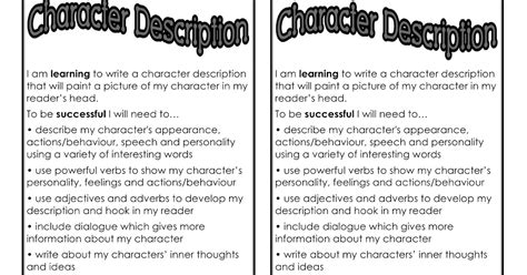 Character description examples ks2