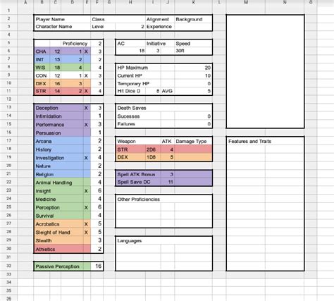 Character sheet in google sheets r/DnD