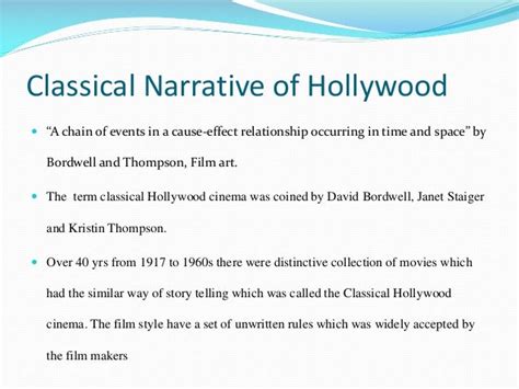 Characteristics of Classical Hollywood Cinematic Style