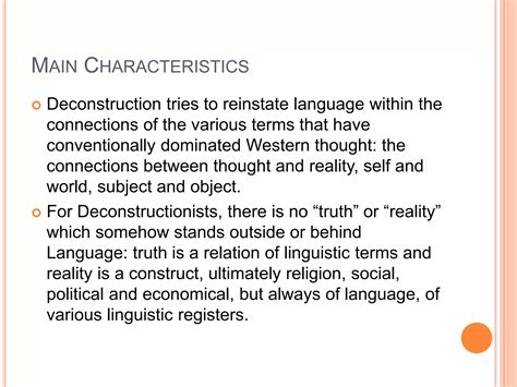 Characteristics of deconstruction