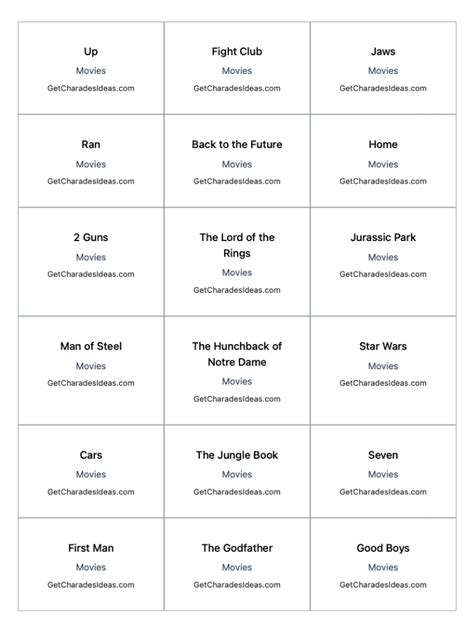 Charades categories generator. The Charades Idea Generator is an online platform that generates random charades ideas across five distinct categories: movies, books, songs, persons, and television shows. … 