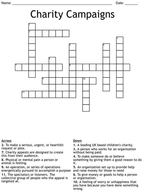 Charitable giving crossword 9 letters. The Crossword Solver found 30 answers to "charitable ital.", 6 letters crossword clue. The Crossword Solver finds answers to classic crosswords and cryptic crossword puzzles. Enter the length or pattern for better results. Click the answer to find similar crossword clues . Enter a Crossword Clue. 