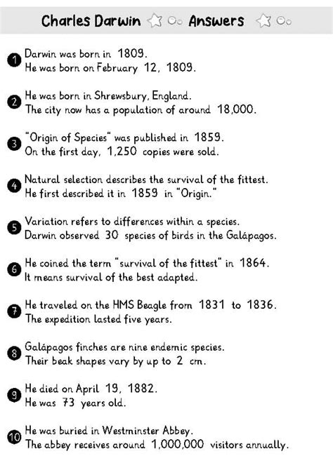 Charles Darwin Log Sheet Answers