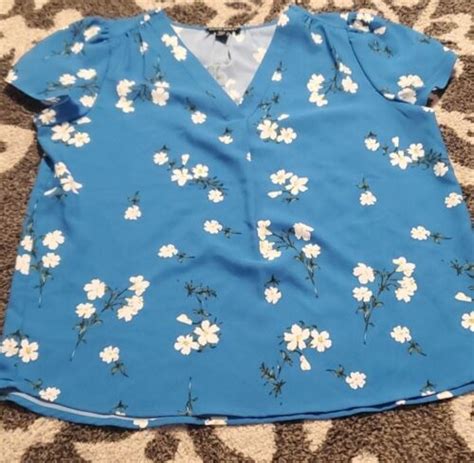 Charlie O. Size Small Blouse Womens Blue Short Sleeve eBay