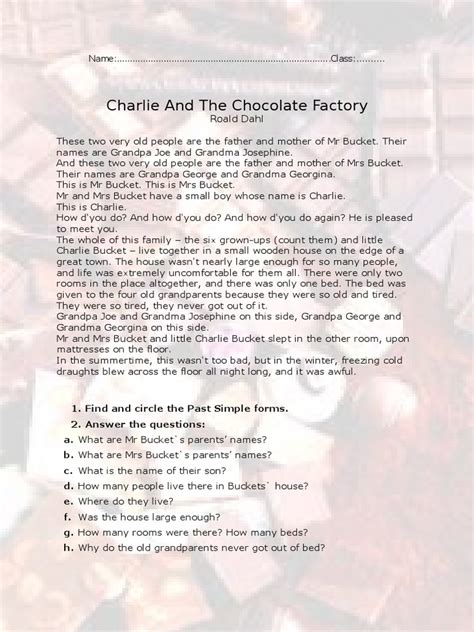 Charlie and the chocolate factory comprehension guide. - Honda st1300 service repair manual 03 on.