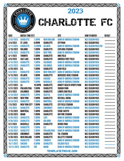 Charlotte Fc Schedule Printable
