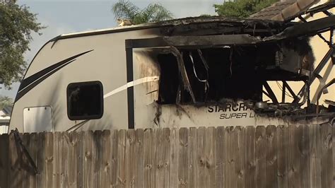Charred RV found in Cutler Bay yard, no injuries reported