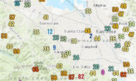 Chart: Where the wind gusts exceeded 70 mph in the Bay Area