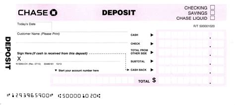 Chase Bank Deposit Slip Printable