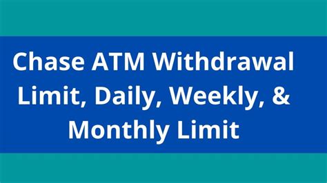 Chase atm withdrawal limit 2022. Oct 4, 2023 · Chase has the following early withdrawal penalties: ... $3 for ATM use in the U.S.; $5 per withdrawal and $3 per transfer or inquiry at ATMs outside the U.S. Excessive transaction fee: 