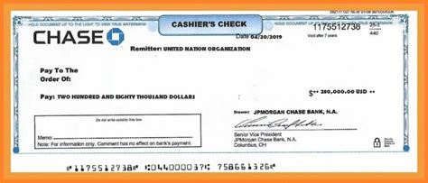 Money Orders are used as alternatives to personal checks. Chase Bank c