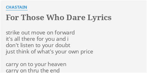 Chastain - For Those Who Dare lyrics