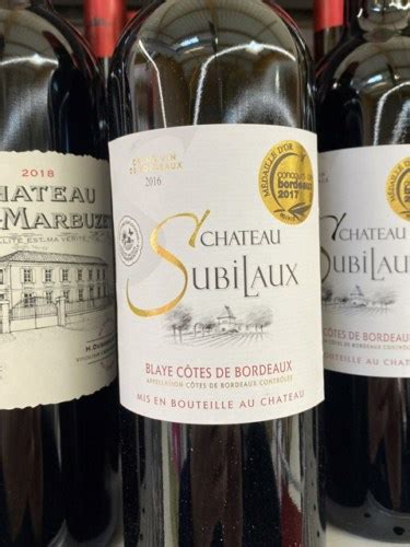 2020 Château Subilaux Community Tasting Note. mwneil Likes this wine: 87 Points. Wednesday, September 27, 2023 - Good table wine in a positive sense, earthy , balanced, decent tannins, ok fruit, 13%abv, good value, drank with chicken Milanese with German potato salad, have another bottle.