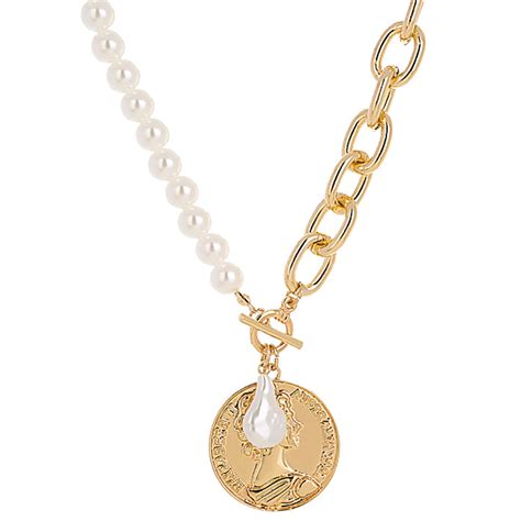 Chavin 2 Katmanlı Yapay incil Gold Alloy Bayan Zincir Kolye en22.