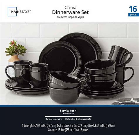 Cheap Mainstays Chiara 16pc Black Dinnerware Set