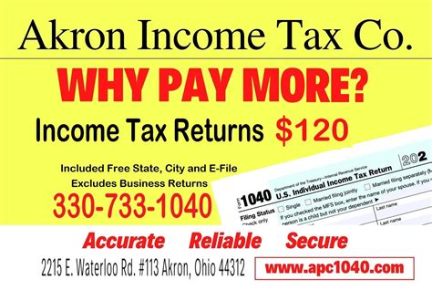 Cheap Tax Services in Akron Ohio Taxes Prepared for $120