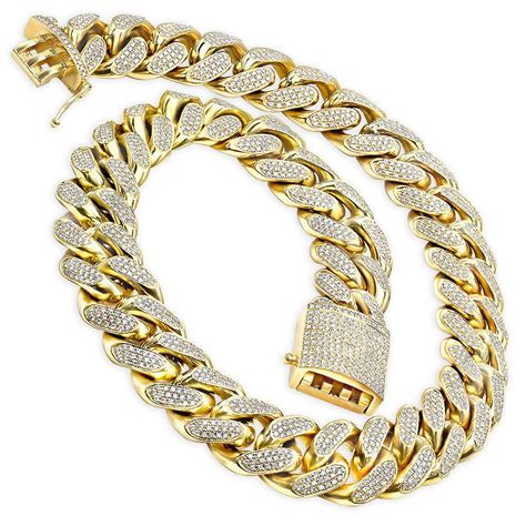 Cheap chains. 14mm 18K Gold 5-Time Plated Premium Durable Cuban Chain. from $86.99. 16mm 18K Gold 5-Time Plated Premium Durable Cuban Chain. from $94.99. 18mm 18K Gold 5-Time Plated Premium Durable Cuban Chain. from $93.99. Sale. 32mm Ultra Thick Style Gold Plated Necklace. $249.99 from $214.99 Save $35.00. 