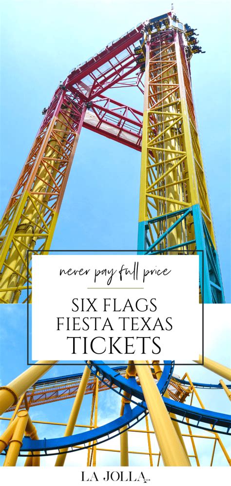 Cheap six flags tickets san antonio. Six Flags Fiesta Texas is the 2nd Six Flags theme park in Texas established 30 years ago that includes thrilling rides, a water park, world-class shows & entertainment, unique shopping experiences, dining, and much more. Experience 12 world-class roller coasters. Discover 6 excitingly themed areas around the park for a winning combination of ... 