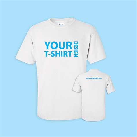 Cheap t shirt printing. Order custom T-Shirts with our Editor. 1.Use the "Upload my Logo" button and insert your logo or design. 2.Customise with graphics, text or even your own images. 3.Choose the size and preview the look. 4.Add it to the cart and let us take care of your order. 