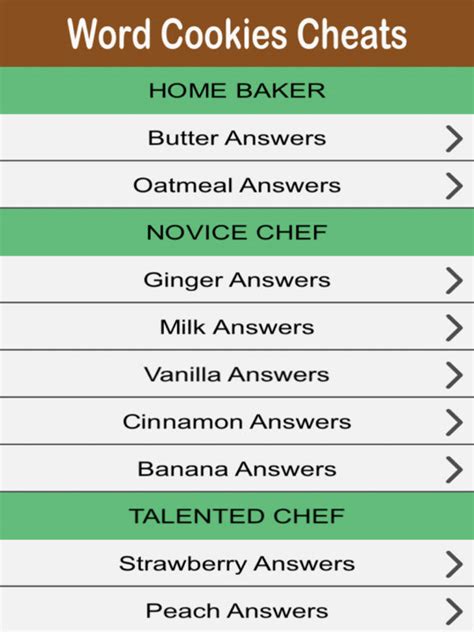 Cheat Sheet For Word Cookies