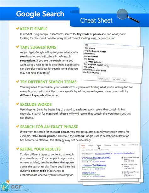 Cheat Sheet To Using Google Search More Effectively