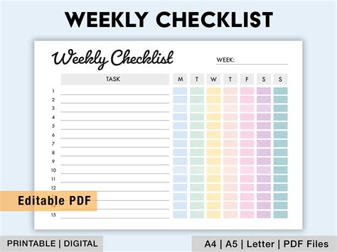 Check Off List Template Unique Free Printable Weekly Checklist for the Work Week From To do