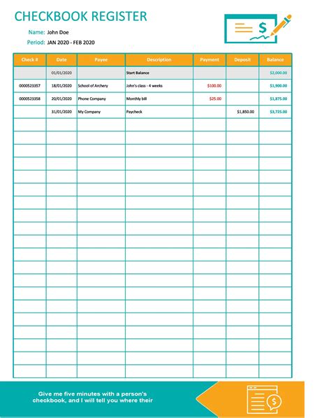 Check Register Template Free Download