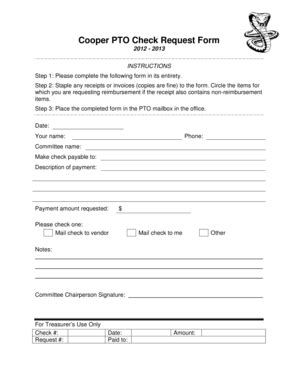 Check Request Form Cooper Mountain PTO