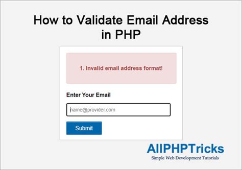Check email format in php
