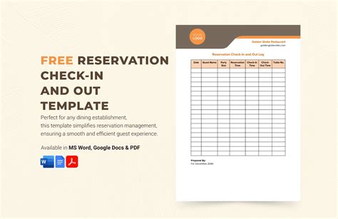 Check in Check out Template in Word FREE Download