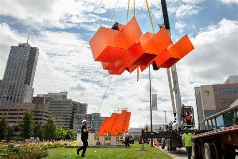 Check out this orange sculpture downtown on Speer Boulevard