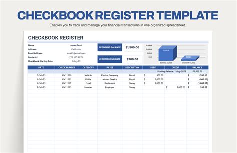Check register template google sheets.  Track income, expenses, and balanc...