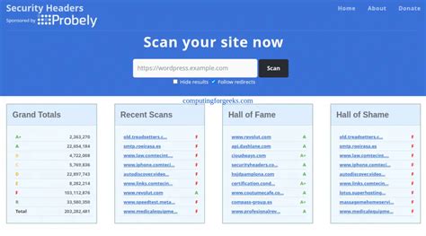 Check security headers. io to evaluate and improve your website or API...