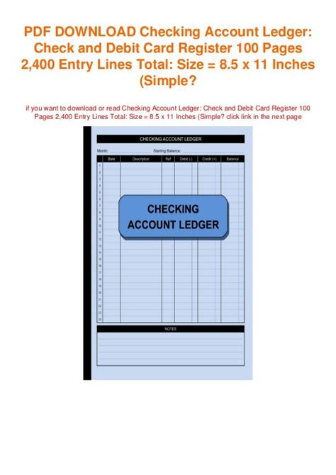 Download Check And Debit Card Register 100 Pages 2400 Entry Lines Total Size  85 X 11 Inches Doublesided Perfect Binding Nonperforated General Ledger Book By Ellie And Scott